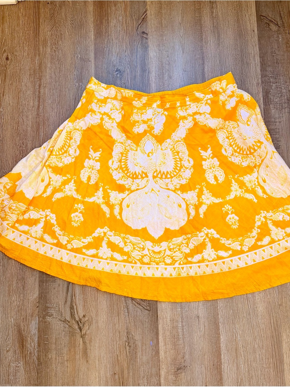Studio West 3X Yellow White Boho Paisley Cotton Midi Skirt